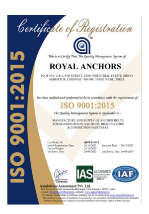 Certificate of royal anchors
